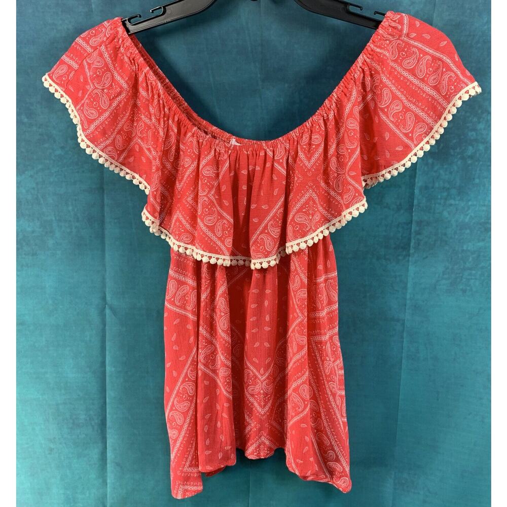 NEW Womens Top Jr Small Off Shoulder Pink Shirt Blouse